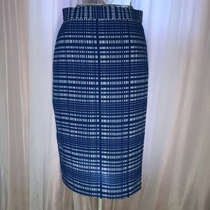 Blue and White Banana Republic Pencil Skirt